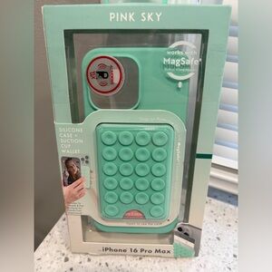 TIK TOK PInk Sky Mint Green Silicone Case for iPhone 16 Pro Max with wallet